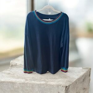 Black Sweater with Rainbow Trim